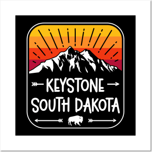 Keystone South Dakota Vintage Mountain Sunset Posters and Art